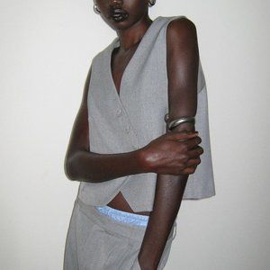 H&M | Asymmetric-front Suit Vest | Grey | Medium